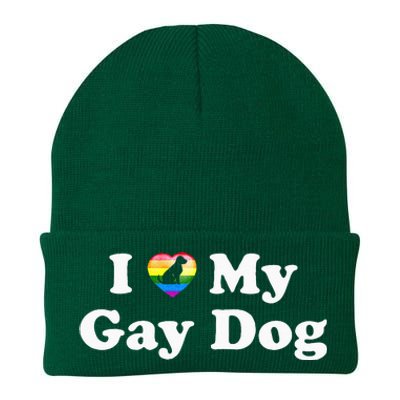 I Love My Gay Dog Heart Funny LGBT Pet Pride Proud Parent Knit Cap Winter Beanie