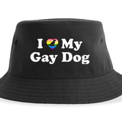 I Love My Gay Dog Heart Funny LGBT Pet Pride Proud Parent Sustainable Bucket Hat