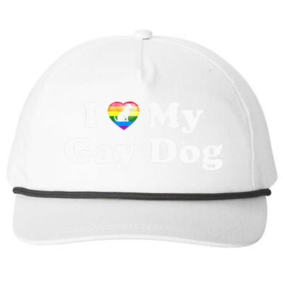 I Love My Gay Dog Heart Funny LGBT Pet Pride Proud Parent Snapback Five-Panel Rope Hat