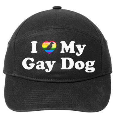 I Love My Gay Dog Heart Funny LGBT Pet Pride Proud Parent 7-Panel Snapback Hat