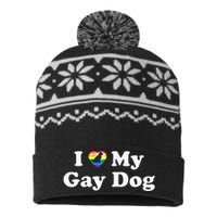 I Love My Gay Dog Heart Funny LGBT Pet Pride Proud Parent USA-Made Snowflake Beanie