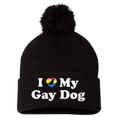 I Love My Gay Dog Heart Funny LGBT Pet Pride Proud Parent Pom Pom 12in Knit Beanie