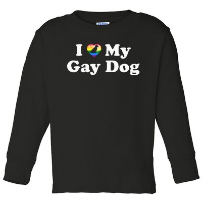 I Love My Gay Dog Heart Funny LGBT Pet Pride Proud Parent Toddler Long Sleeve Shirt