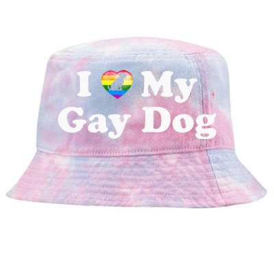 I Love My Gay Dog Heart Funny LGBT Pet Pride Proud Parent Tie-Dyed Bucket Hat