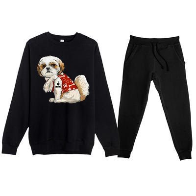 I Love Mom Tattoo Shih Tzu Mom Funny MotherS Day Gift Premium Crewneck Sweatsuit Set