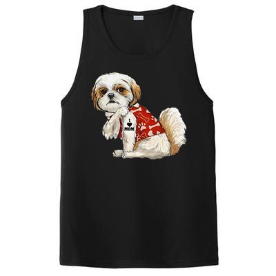 I Love Mom Tattoo Shih Tzu Mom Funny MotherS Day Gift PosiCharge Competitor Tank