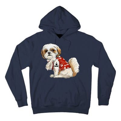 I Love Mom Tattoo Shih Tzu Mom Funny MotherS Day Gift Tall Hoodie