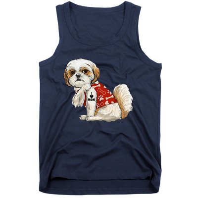 I Love Mom Tattoo Shih Tzu Mom Funny MotherS Day Gift Tank Top