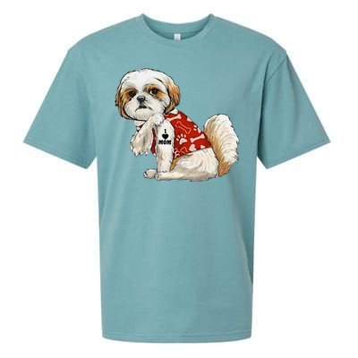 I Love Mom Tattoo Shih Tzu Mom Funny MotherS Day Gift Sueded Cloud Jersey T-Shirt