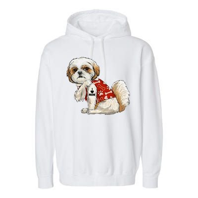 I Love Mom Tattoo Shih Tzu Mom Funny MotherS Day Gift Garment-Dyed Fleece Hoodie