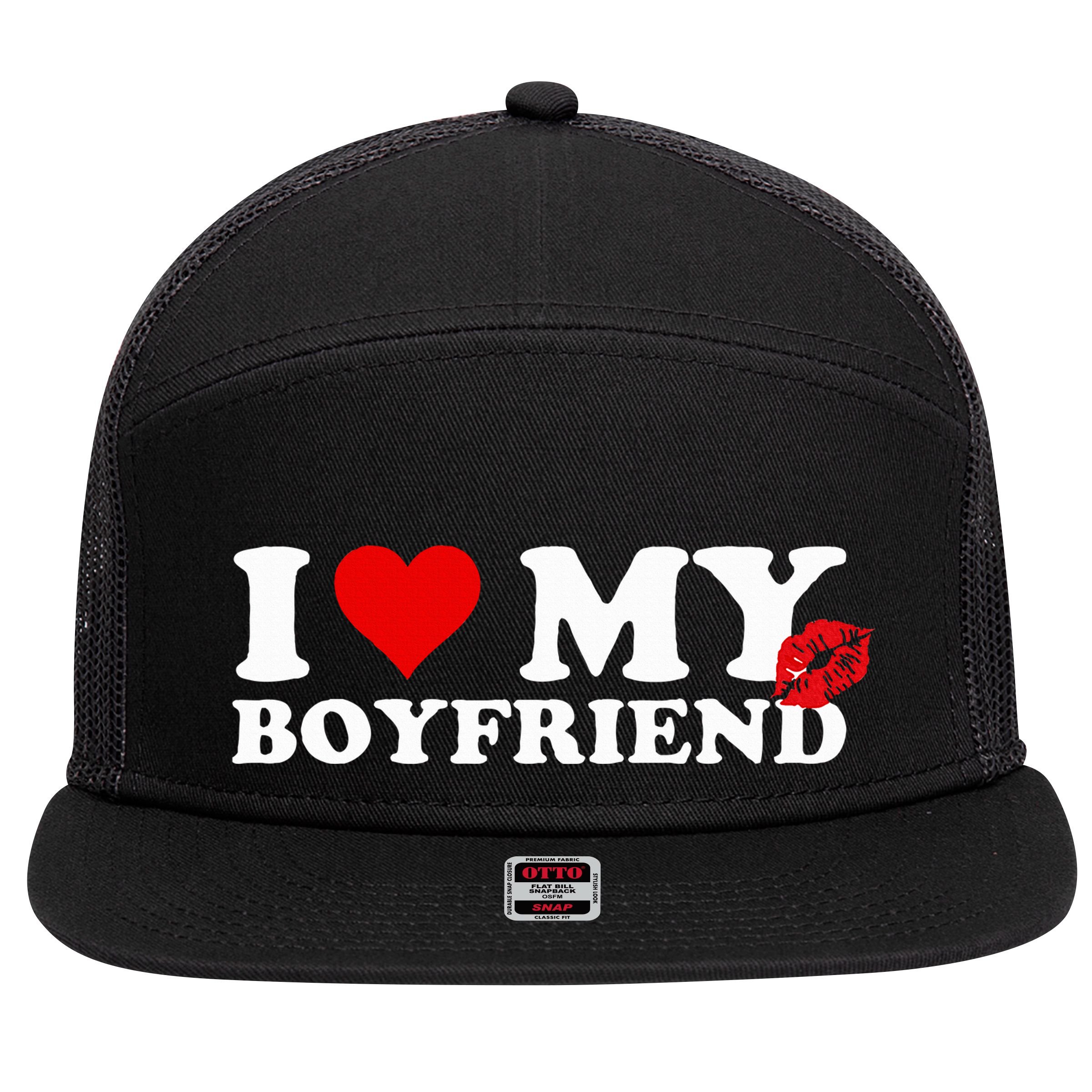 I Love My Boyfriend Sweatpants On Butt Love My Sweatpants 7 Panel Mesh Trucker Snapback Hat