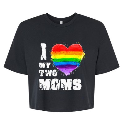 I Love My Two Moms Lesbian LGBT Pride Bella+Canvas Jersey Crop Tee