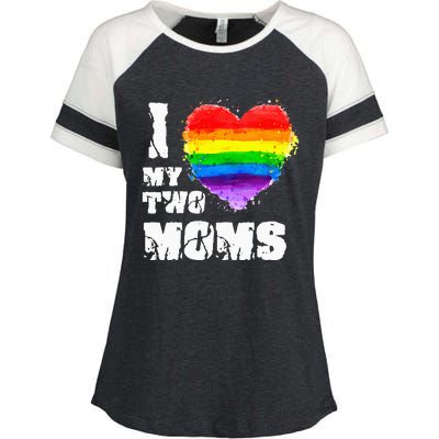 I Love My Two Moms Lesbian LGBT Pride Enza Ladies Jersey Colorblock Tee