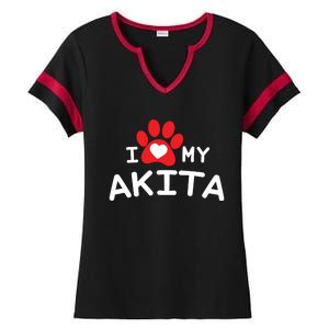 I Love My Akita Akita Dog Ladies Halftime Notch Neck Tee