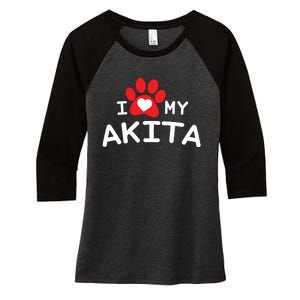 I Love My Akita Akita Dog Women's Tri-Blend 3/4-Sleeve Raglan Shirt