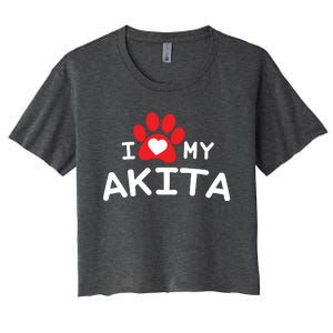 I Love My Akita Akita Dog Women's Crop Top Tee