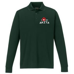 I Love My Akita Akita Dog Performance Long Sleeve Polo