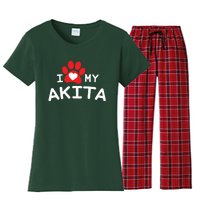 I Love My Akita Akita Dog Women's Flannel Pajama Set