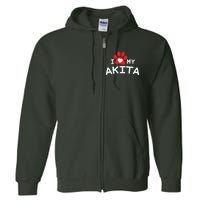 I Love My Akita Akita Dog Full Zip Hoodie