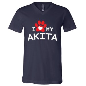 I Love My Akita Akita Dog V-Neck T-Shirt