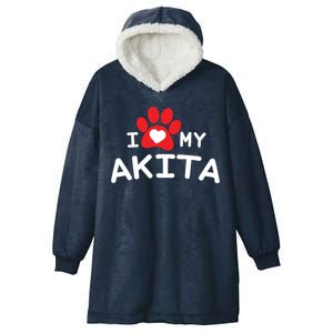 I Love My Akita Akita Dog Hooded Wearable Blanket