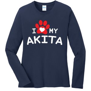 I Love My Akita Akita Dog Ladies Long Sleeve Shirt