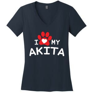 I Love My Akita Akita Dog Women's V-Neck T-Shirt