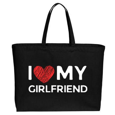 I Love My Girlfriend Funny I Heart My Girlfriend Cotton Canvas Jumbo Tote