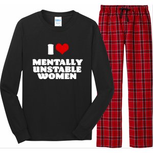 I Love Mentally Unstable Red Heart Funny Sarcastic Long Sleeve Pajama Set