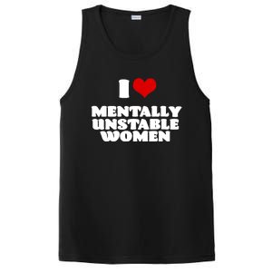 I Love Mentally Unstable Red Heart Funny Sarcastic PosiCharge Competitor Tank