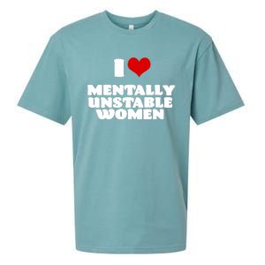 I Love Mentally Unstable Red Heart Funny Sarcastic Sueded Cloud Jersey T-Shirt