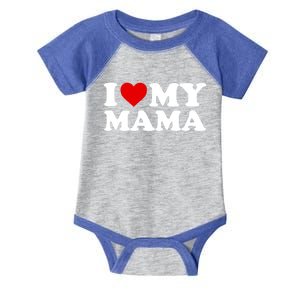 I Love My Mama Mom Cool Gift Red Heart Gift Infant Baby Jersey Bodysuit