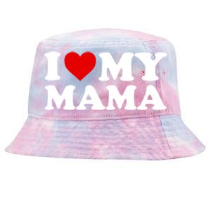 I Love My Mama Mom Cool Gift Red Heart Gift Tie-Dyed Bucket Hat