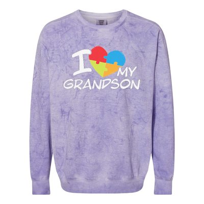 I Love My Autistic Grandson Autism Awareness Month Colorblast Crewneck Sweatshirt