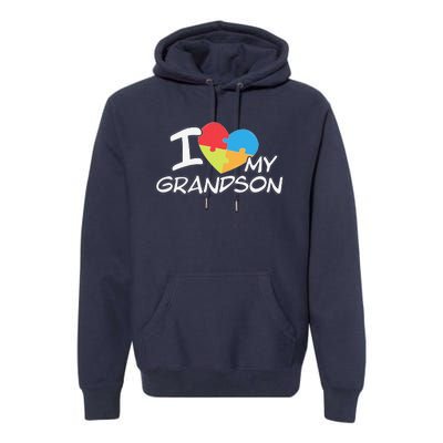 I Love My Autistic Grandson Autism Awareness Month Premium Hoodie