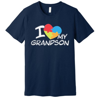 I Love My Autistic Grandson Autism Awareness Month Premium T-Shirt