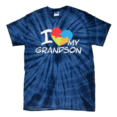 I Love My Autistic Grandson Autism Awareness Month Tie-Dye T-Shirt