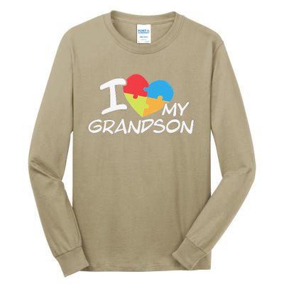 I Love My Autistic Grandson Autism Awareness Month Tall Long Sleeve T-Shirt