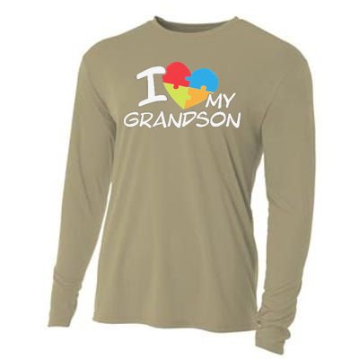 I Love My Autistic Grandson Autism Awareness Month Cooling Performance Long Sleeve Crew