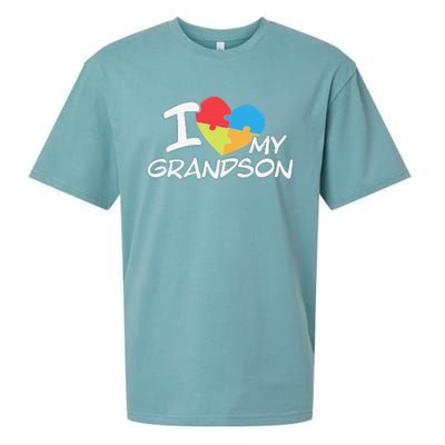 I Love My Autistic Grandson Autism Awareness Month Sueded Cloud Jersey T-Shirt