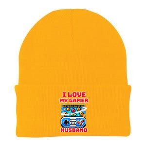 I Love My Gamer Husband Video Gaming Dad Couple Retro Games Meaningful Gift Knit Cap Winter Beanie