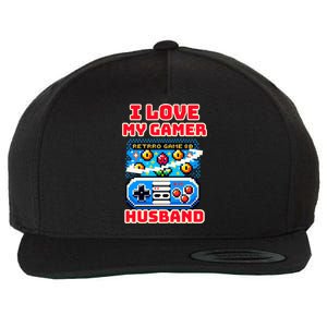 I Love My Gamer Husband Video Gaming Dad Couple Retro Games Meaningful Gift Wool Snapback Cap