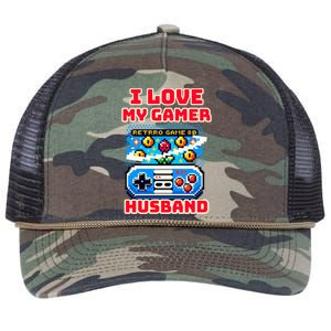 I Love My Gamer Husband Video Gaming Dad Couple Retro Games Meaningful Gift Retro Rope Trucker Hat Cap