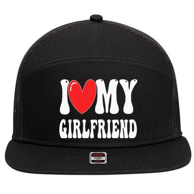 I Love My Girlfriend 7 Panel Mesh Trucker Snapback Hat