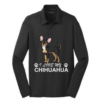 I Love My Chihuahua Lover Giftidea For Chiwawa Moms And Dads Gift Silk Touch Performance Long Sleeve Polo