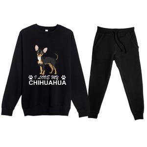 I Love My Chihuahua Lover Giftidea For Chiwawa Moms And Dads Gift Premium Crewneck Sweatsuit Set