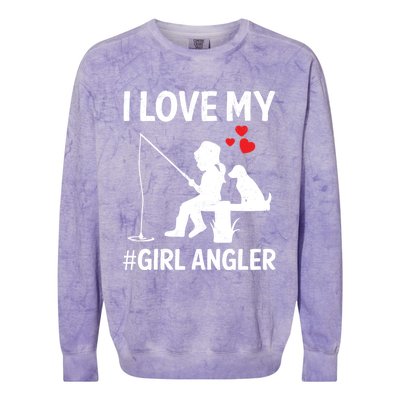 I Love My Angler Valentines Day Fishing Fisher Gift Colorblast Crewneck Sweatshirt