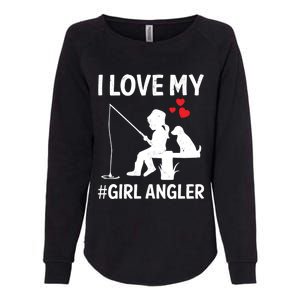 I Love My Angler Valentines Day Fishing Fisher Gift Womens California Wash Sweatshirt