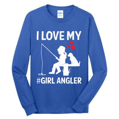 I Love My Angler Valentines Day Fishing Fisher Gift Tall Long Sleeve T-Shirt