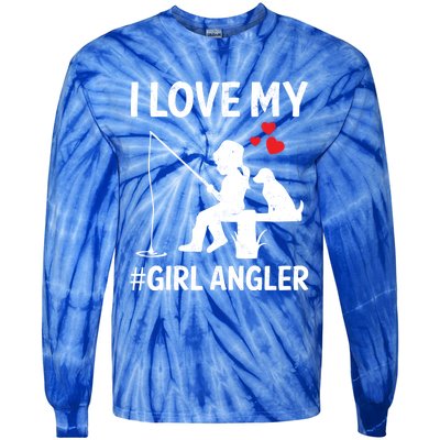 I Love My Angler Valentines Day Fishing Fisher Gift Tie-Dye Long Sleeve Shirt